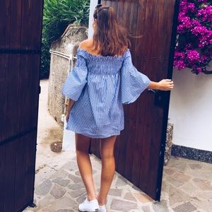 Zara Off the Shoulder Striped Dress